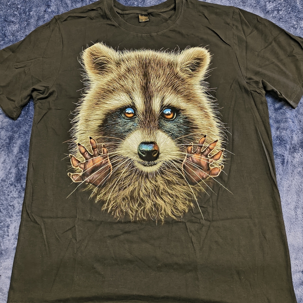 Black Raccoon Graphic Short Sleeve Tee